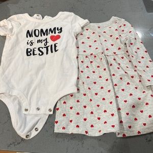 Perfect for Valentine’s Day! Heart dress and onesie t-shirt